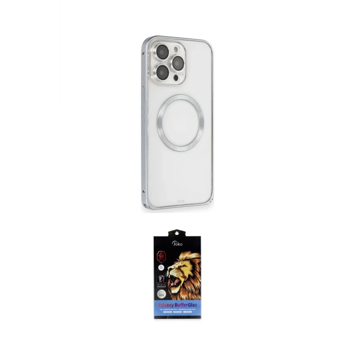 ieg™ iPhone 15 Pro Max Kılıf Ahenk Işık Serisi - Siyah Buffer Hayalet Cam Ekran Koruyucu