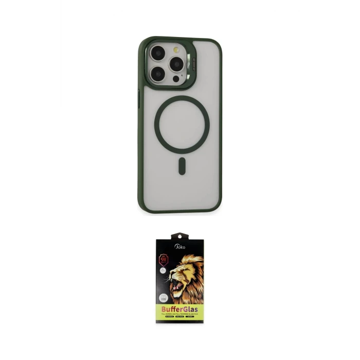 ieg™ iPhone 15 Pro Max Kılıf Ahenk Klasik Özel Seri - Siyah Buffer Cam Ekran Koruyucu