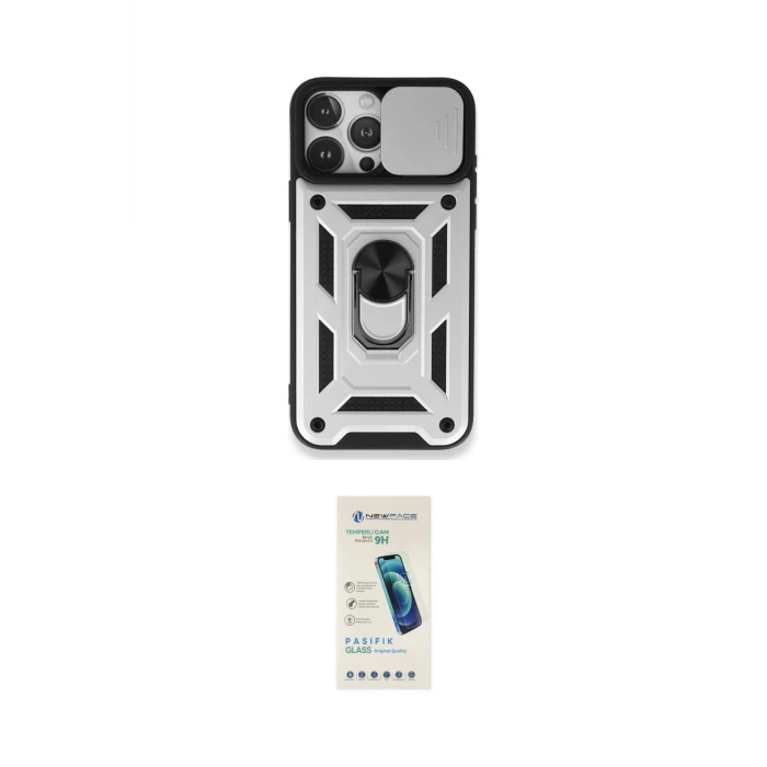 ieg™ iPhone 15 Pro Max Kılıf Ahenk Klasik - Şeffaf Pasifik Cam Ekran Koruyucu