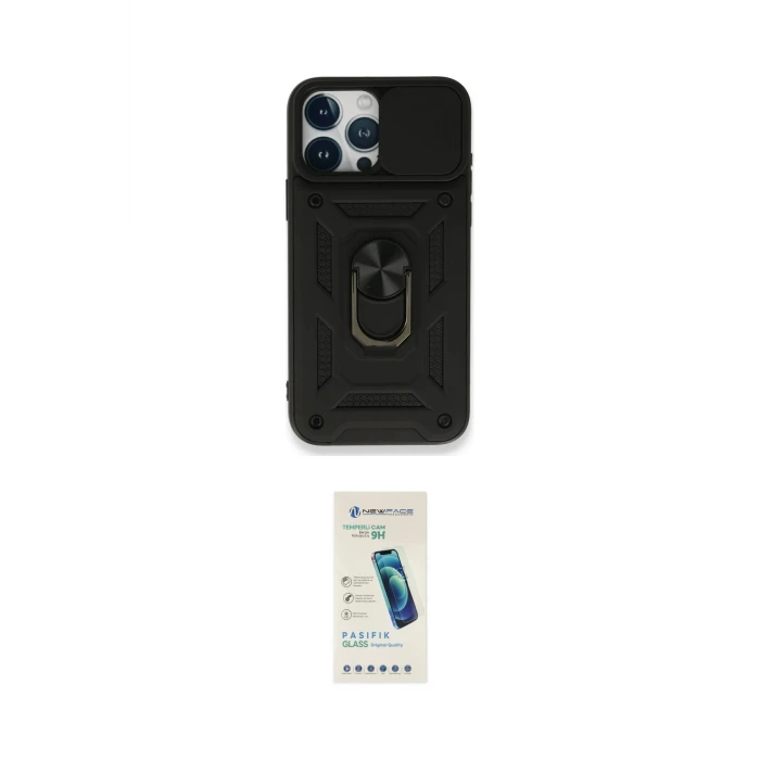 ieg™ iPhone 15 Pro Max Kılıf Ahenk Klasik - Şeffaf Pasifik Cam Ekran Koruyucu