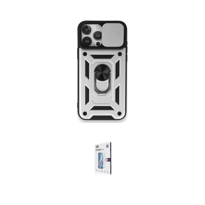 ieg™ iPhone 15 Pro Max Kılıf Ahenk Klasik - Siyah Bilvis 0.18mm Plus Cam Ekran Koruyucu