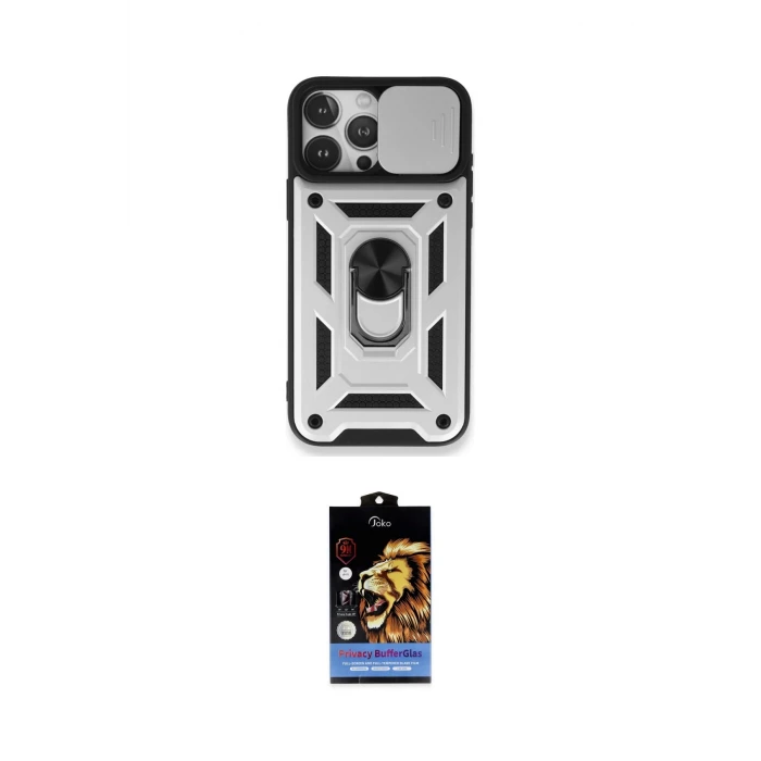 ieg™ iPhone 15 Pro Max Kılıf Ahenk Klasik - Siyah Buffer Hayalet Cam Ekran Koruyucu