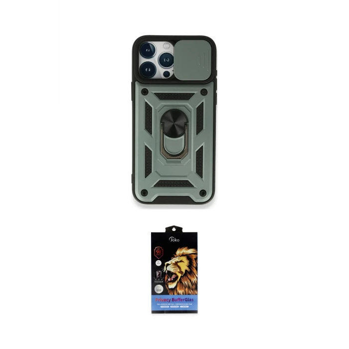 ieg™ iPhone 15 Pro Max Kılıf Ahenk Klasik - Siyah Buffer Hayalet Cam Ekran Koruyucu