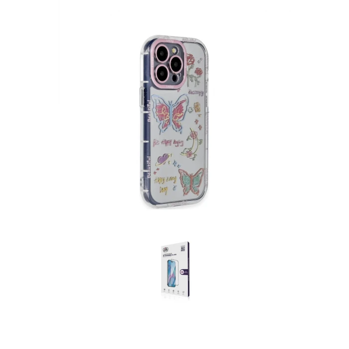 ieg™ iPhone 15 Pro Max Kılıf Ahenk Modern Serisi - Siyah Bilvis 0.18mm Plus Cam Ekran Koruyucu