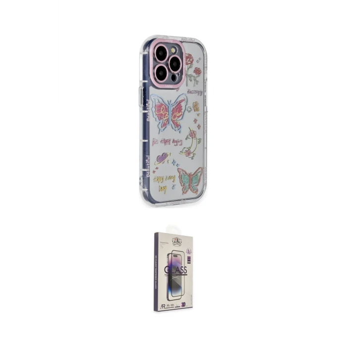 ieg™ iPhone 15 Pro Max Kılıf Ahenk Modern Serisi - Siyah Bilvis 3D Cam Ekran Koruyucu