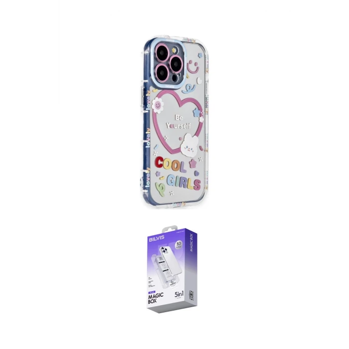 ieg™ iPhone 15 Pro Max Kılıf Ahenk Modern Serisi - Siyah Bilvis 5in1 3D Magic Cam Ekran Koruyucu