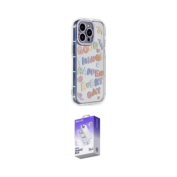 ieg™ iPhone 15 Pro Max Kılıf Ahenk Modern Serisi - Siyah Bilvis 5in1 3D Magic Cam Ekran Koruyucu