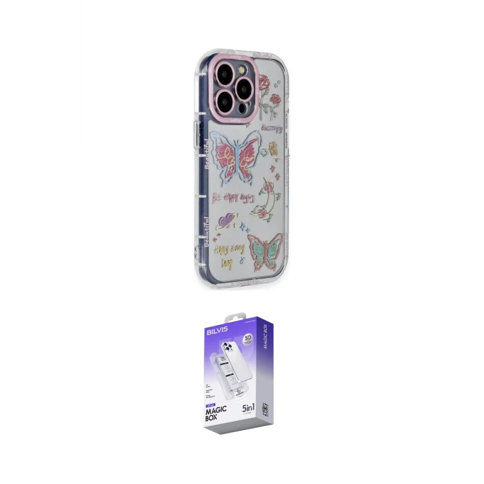 ieg™ iPhone 15 Pro Max Kılıf Ahenk Modern Serisi - Siyah Bilvis 5in1 3D Magic Cam Ekran Koruyucu