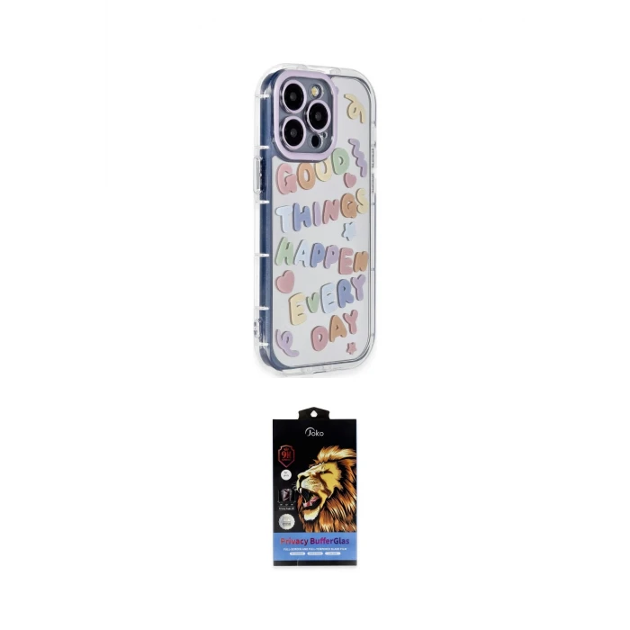 ieg™ iPhone 15 Pro Max Kılıf Ahenk Modern Serisi - Siyah Buffer Hayalet Cam Ekran Koruyucu