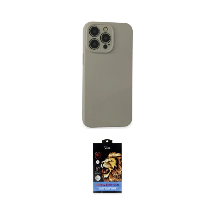 ieg™ iPhone 15 Pro Max Kılıf Ahenk Serisi - Siyah Buffer Hayalet Cam Ekran Koruyucu