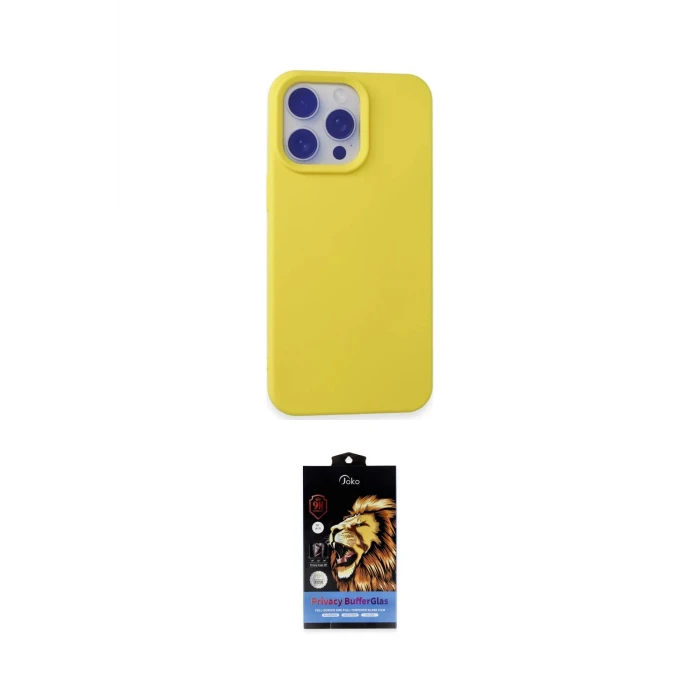 ieg™ iPhone 15 Pro Max Kılıf Ahenk Serisi - Siyah Buffer Hayalet Cam Ekran Koruyucu
