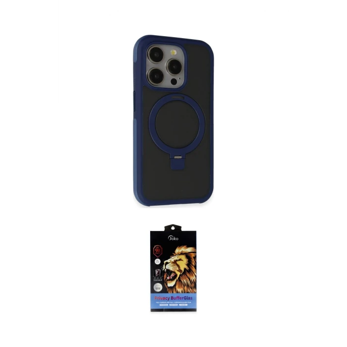 ieg™ iPhone 15 Pro Max Kılıf Ahenk Yansıma Özel Seri - Siyah Buffer Hayalet Cam Ekran Koruyucu