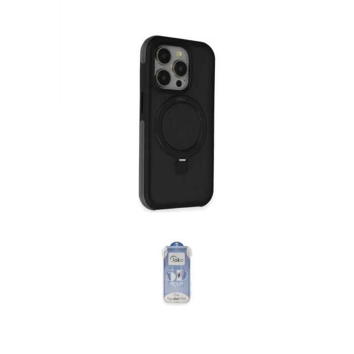 ieg™ iPhone 15 Pro Max Kılıf Ahenk Yansıma Özel Seri - Siyah Joko Magic 5D Cam