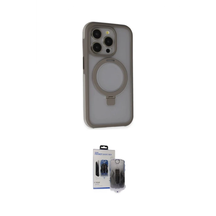 ieg™ iPhone 15 Pro Max Kılıf Ahenk Yansıma Özel Seri - Siyah Vanessa Magic Hayalet Cam