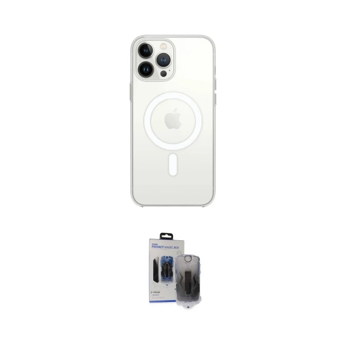 ieg™ iPhone 15 Pro Max Kılıf Ahenk Yansıma Prime - Siyah Vanessa Magic Hayalet Cam