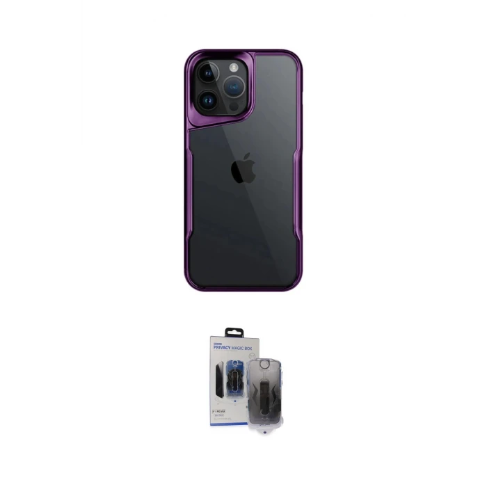 ieg™ iPhone 15 Pro Max Kılıf Akış Çizgi Koleksiyonu - Siyah Vanessa Magic Hayalet Cam