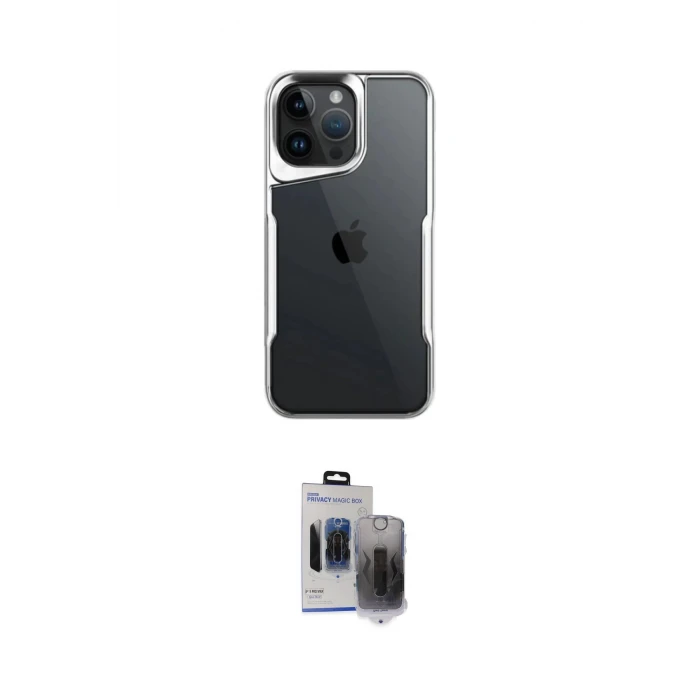 ieg™ iPhone 15 Pro Max Kılıf Akış Çizgi Koleksiyonu - Siyah Vanessa Magic Hayalet Cam