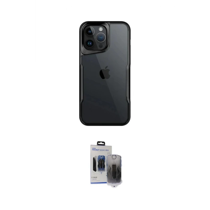 ieg™ iPhone 15 Pro Max Kılıf Akış Çizgi Koleksiyonu - Siyah Vanessa Magic Hayalet Cam
