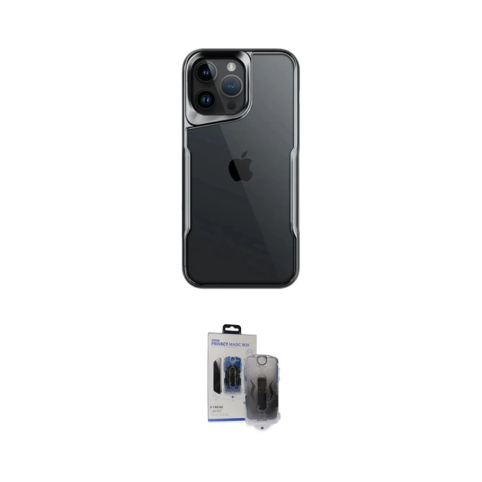 ieg™ iPhone 15 Pro Max Kılıf Akış Çizgi Koleksiyonu - Siyah Vanessa Magic Hayalet Cam