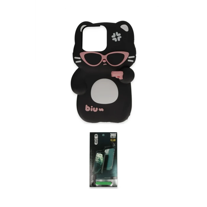 ieg™ iPhone 15 Pro Max Kılıf Akış Yansıma - Şeffaf 360 Full Body Arka Koruyucu