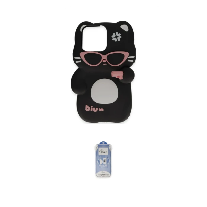 ieg™ iPhone 15 Pro Max Kılıf Akış Yansıma - Siyah Joko Magic 5D Cam