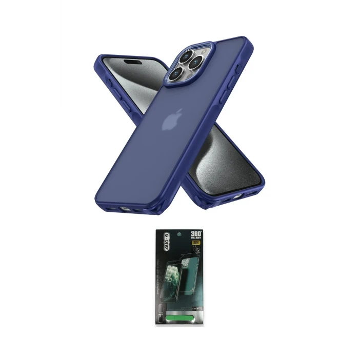 ieg™ iPhone 15 Pro Max Kılıf Atlas Form - Şeffaf 360 Full Body Arka Koruyucu