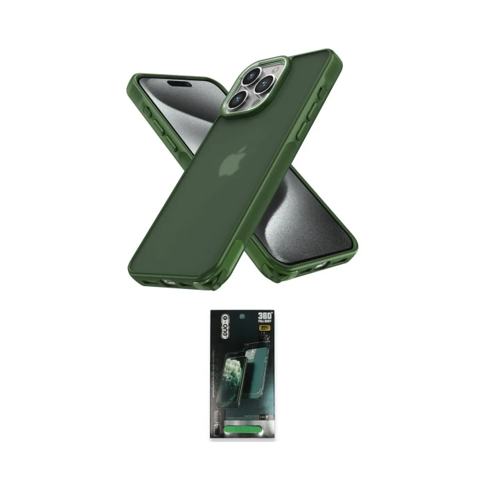 ieg™ iPhone 15 Pro Max Kılıf Atlas Form - Şeffaf 360 Full Body Arka Koruyucu