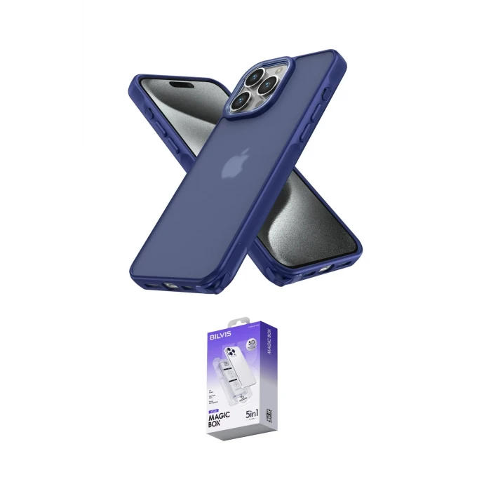 ieg™ iPhone 15 Pro Max Kılıf Atlas Form - Siyah Bilvis 5in1 3D Magic Cam Ekran Koruyucu