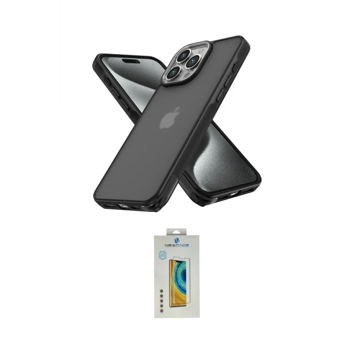 ieg™ iPhone 15 Pro Max Kılıf Atlas Form - Siyah Polymer Nano Ekran Koruyucu