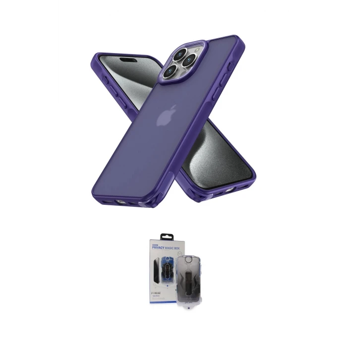 ieg™ iPhone 15 Pro Max Kılıf Atlas Form - Siyah Vanessa Magic Hayalet Cam