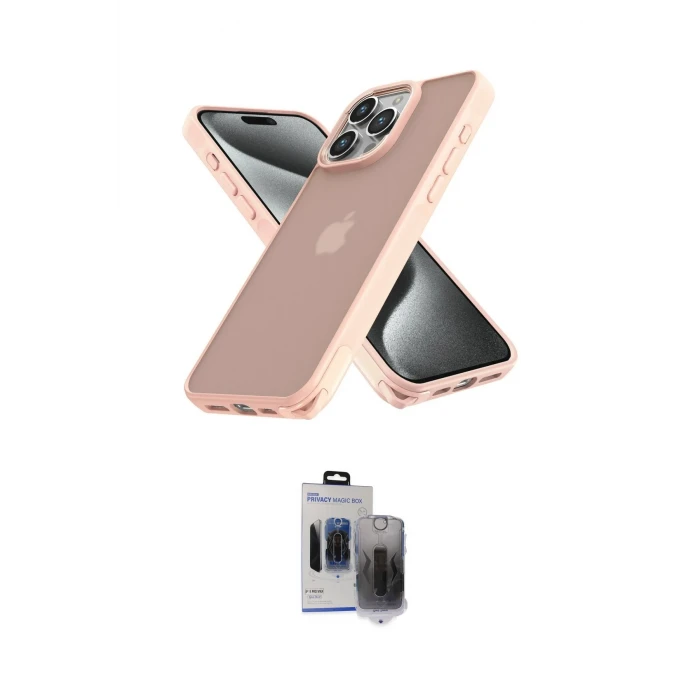 ieg™ iPhone 15 Pro Max Kılıf Atlas Form - Siyah Vanessa Magic Hayalet Cam