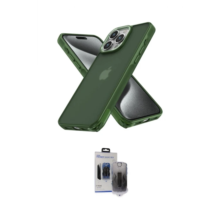 ieg™ iPhone 15 Pro Max Kılıf Atlas Form - Siyah Vanessa Magic Hayalet Cam