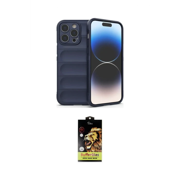 ieg™ iPhone 15 Pro Max Kılıf Atlas Koleksiyonu - Siyah Buffer Cam Ekran Koruyucu