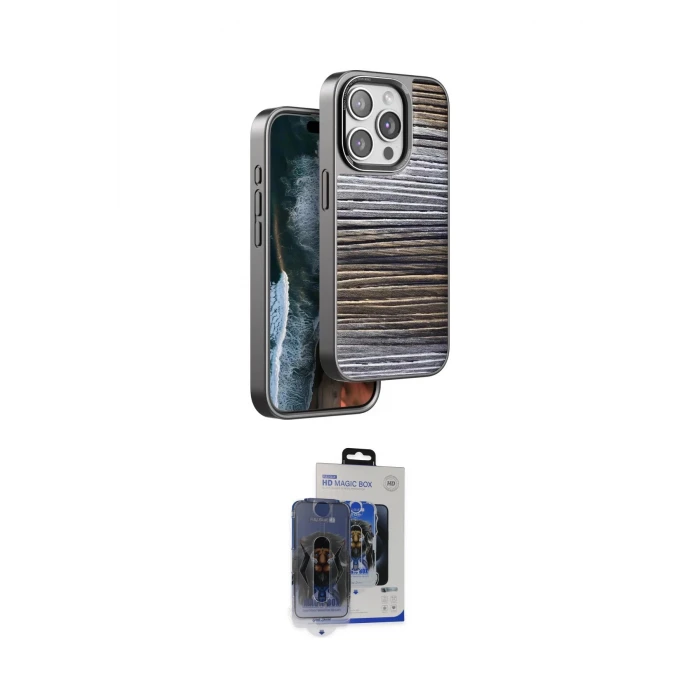 ieg™ iPhone 15 Pro Max Kılıf Atlas Minimal Özel Seri - Siyah Vanessa Magic Cam