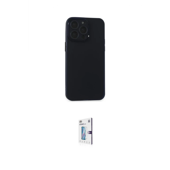 ieg™ iPhone 15 Pro Max Kılıf Atlas Minimal Prime - Siyah Bilvis 0.18mm Plus Cam Ekran Koruyucu