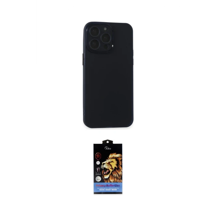 ieg™ iPhone 15 Pro Max Kılıf Atlas Minimal Prime - Siyah Buffer Hayalet Cam Ekran Koruyucu