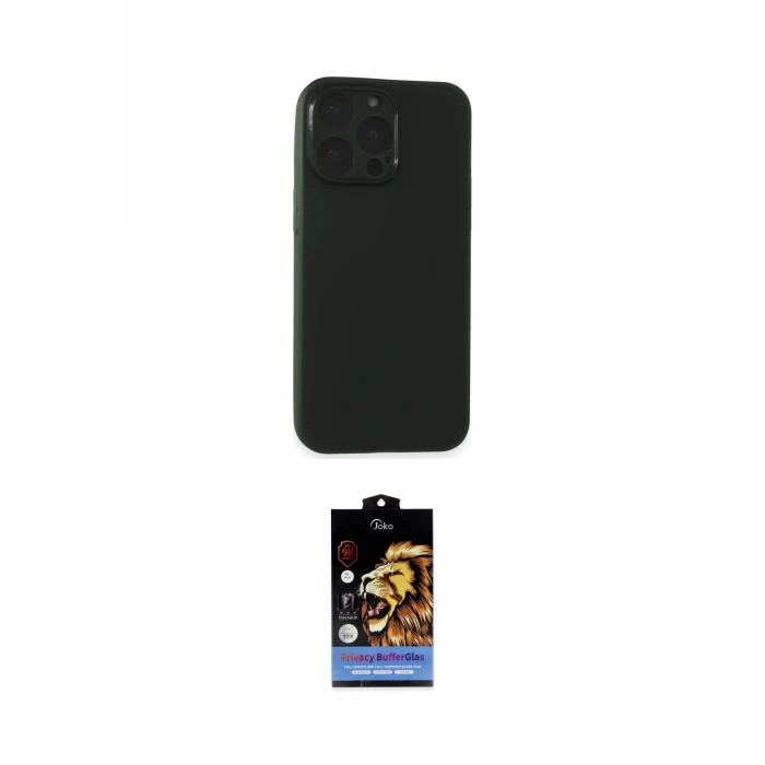 ieg™ iPhone 15 Pro Max Kılıf Atlas Minimal Prime - Siyah Buffer Hayalet Cam Ekran Koruyucu