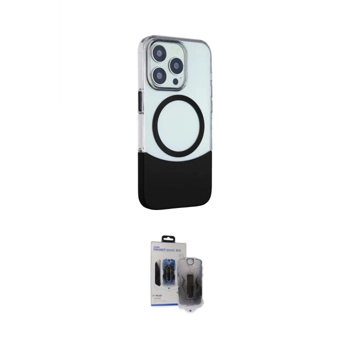 ieg™ iPhone 15 Pro Max Kılıf Çekirdek Asil Özel Seri - Siyah Vanessa Magic Hayalet Cam