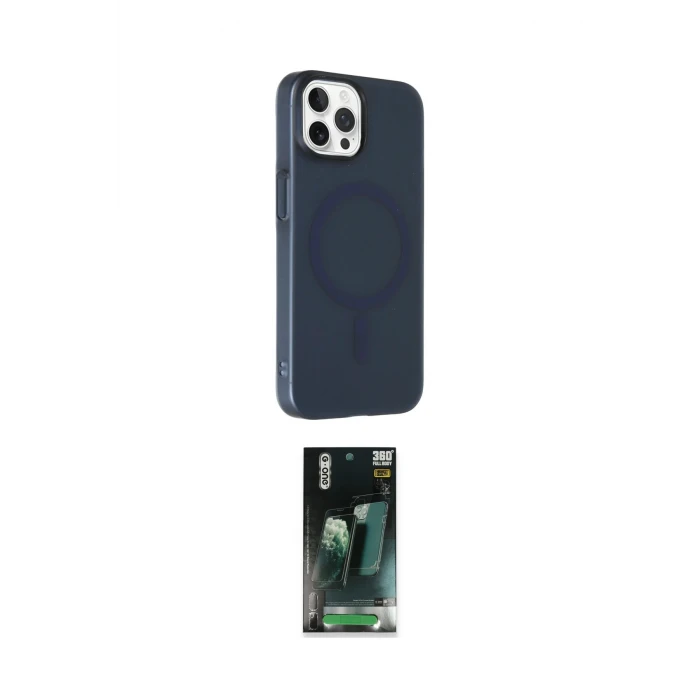 ieg™ iPhone 15 Pro Max Kılıf Çekirdek Modern Prime - Şeffaf 360 Full Body Arka Koruyucu