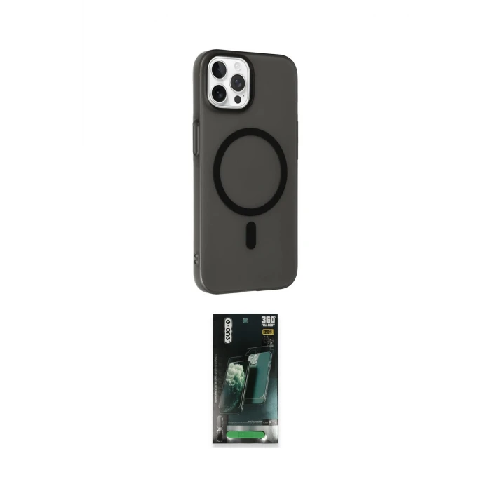 ieg™ iPhone 15 Pro Max Kılıf Çekirdek Modern Prime - Şeffaf 360 Full Body Arka Koruyucu
