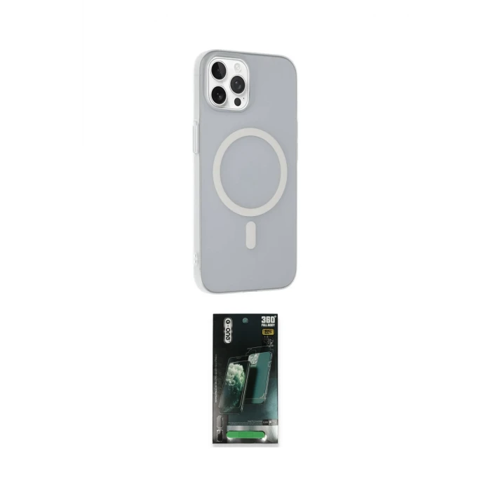 ieg™ iPhone 15 Pro Max Kılıf Çekirdek Modern Prime - Şeffaf 360 Full Body Arka Koruyucu