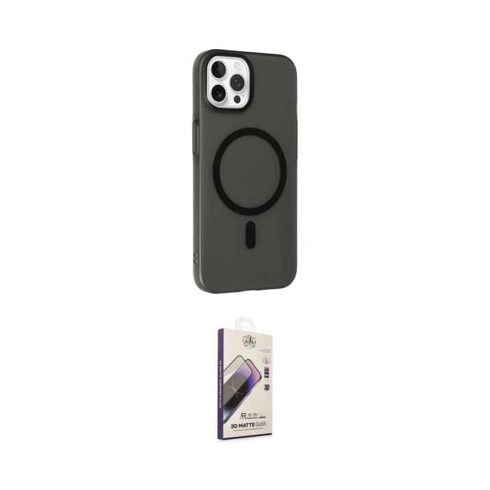 ieg™ iPhone 15 Pro Max Kılıf Çekirdek Modern Prime - Siyah Bilvis 3D Mat Cam Ekran Koruyucu