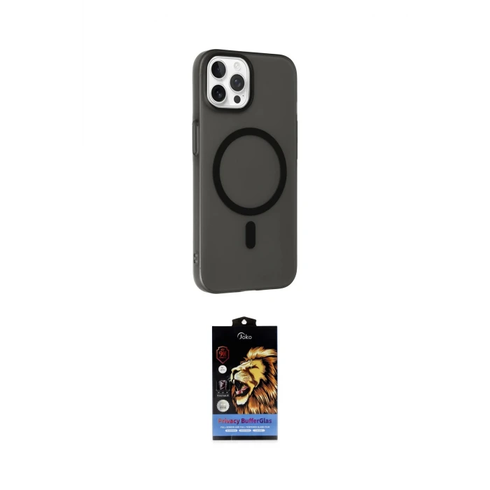 ieg™ iPhone 15 Pro Max Kılıf Çekirdek Modern Prime - Siyah Buffer Hayalet Cam Ekran Koruyucu