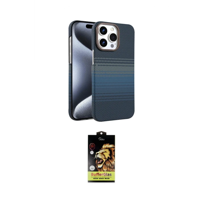 ieg™ iPhone 15 Pro Max Kılıf Doruk Serisi - Siyah Buffer Cam Ekran Koruyucu