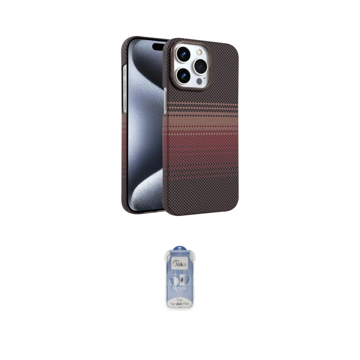 ieg™ iPhone 15 Pro Max Kılıf Doruk Serisi - Siyah Joko Magic 5D Cam