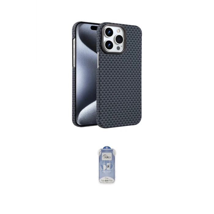 ieg™ iPhone 15 Pro Max Kılıf Doruk Serisi - Siyah Joko Magic 5D Cam