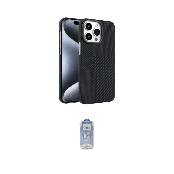 ieg™ iPhone 15 Pro Max Kılıf Doruk Serisi - Siyah Joko Magic 5D Cam