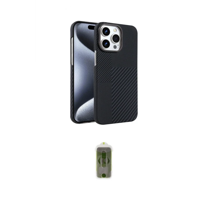 ieg™ iPhone 15 Pro Max Kılıf Doruk Serisi - Siyah Joko Magic 5D Hayalet Cam