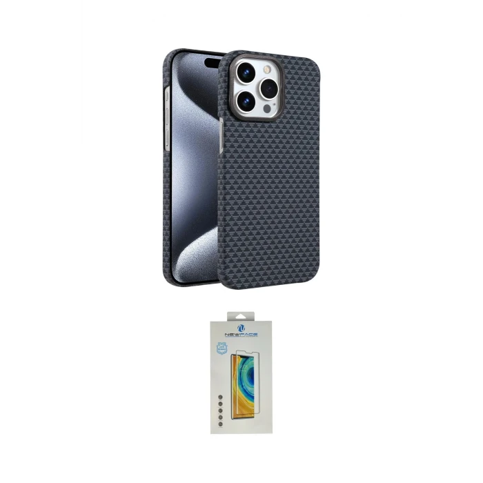 ieg™ iPhone 15 Pro Max Kılıf Doruk Serisi - Siyah Polymer Nano Ekran Koruyucu