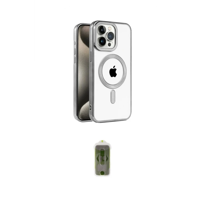 ieg™ iPhone 15 Pro Max Kılıf Eksen Form Koleksiyonu - Siyah Joko Magic 5D Hayalet Cam